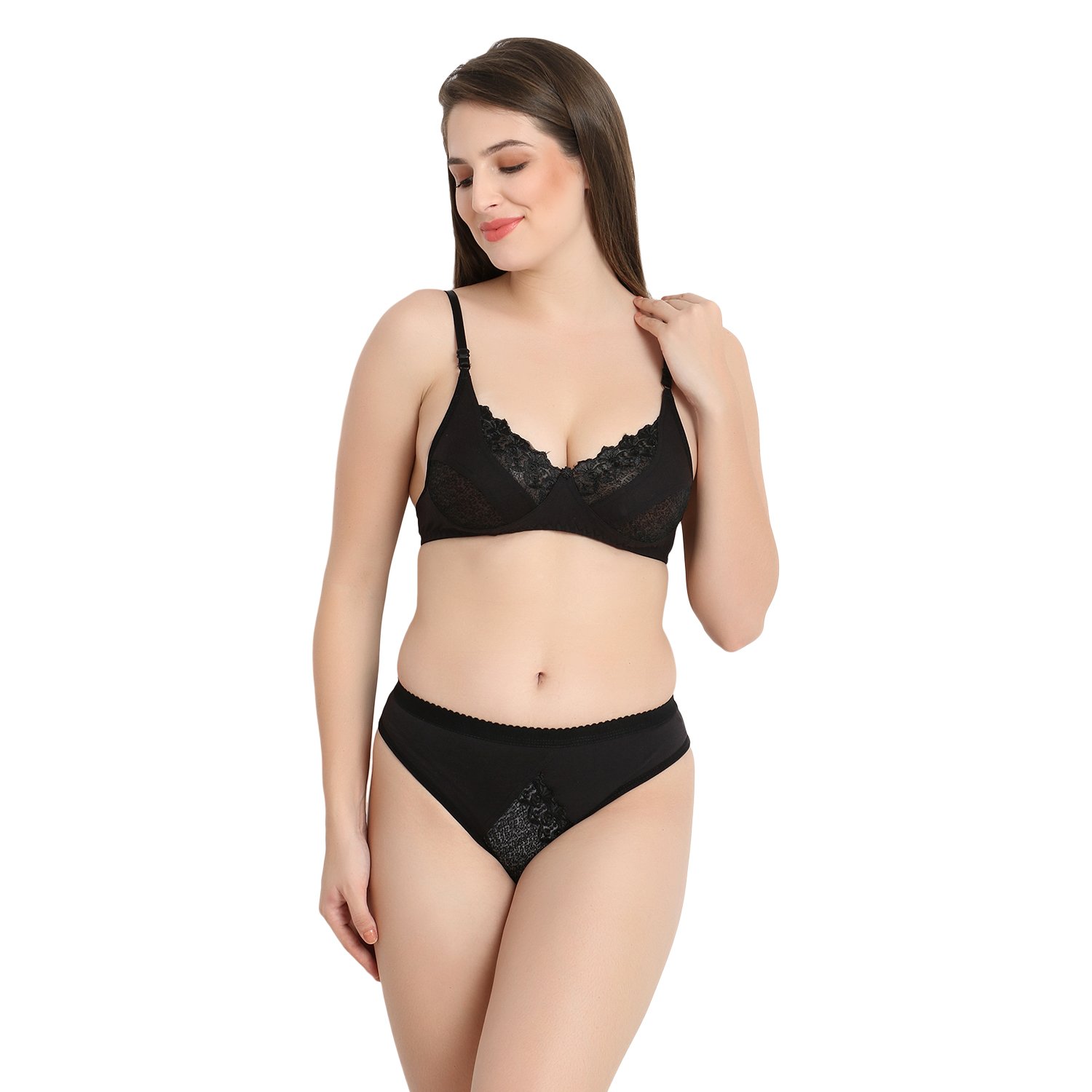 Lingerie Hollow Out Bandage Lace Underwear Suit Nightwear Black  Preferential Goods at Rs 499/piece, Bra panty sets in Noida